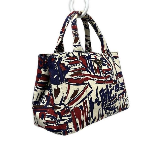 Prada Tote Bag Canapa 1bg155 Ivory X Purple X Red - Picture 2 of 9